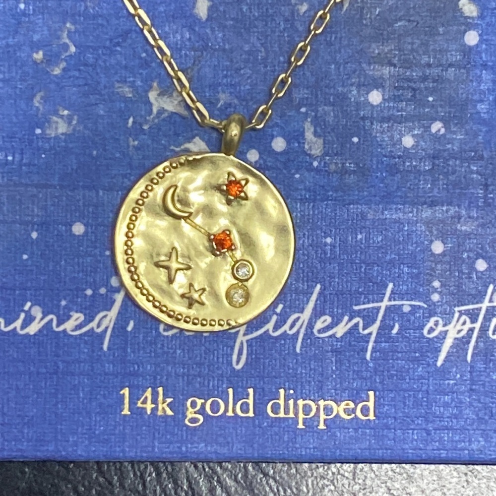 Aries Beloved and Inspired Aries 14kt Gold Zodiac Necklace-New